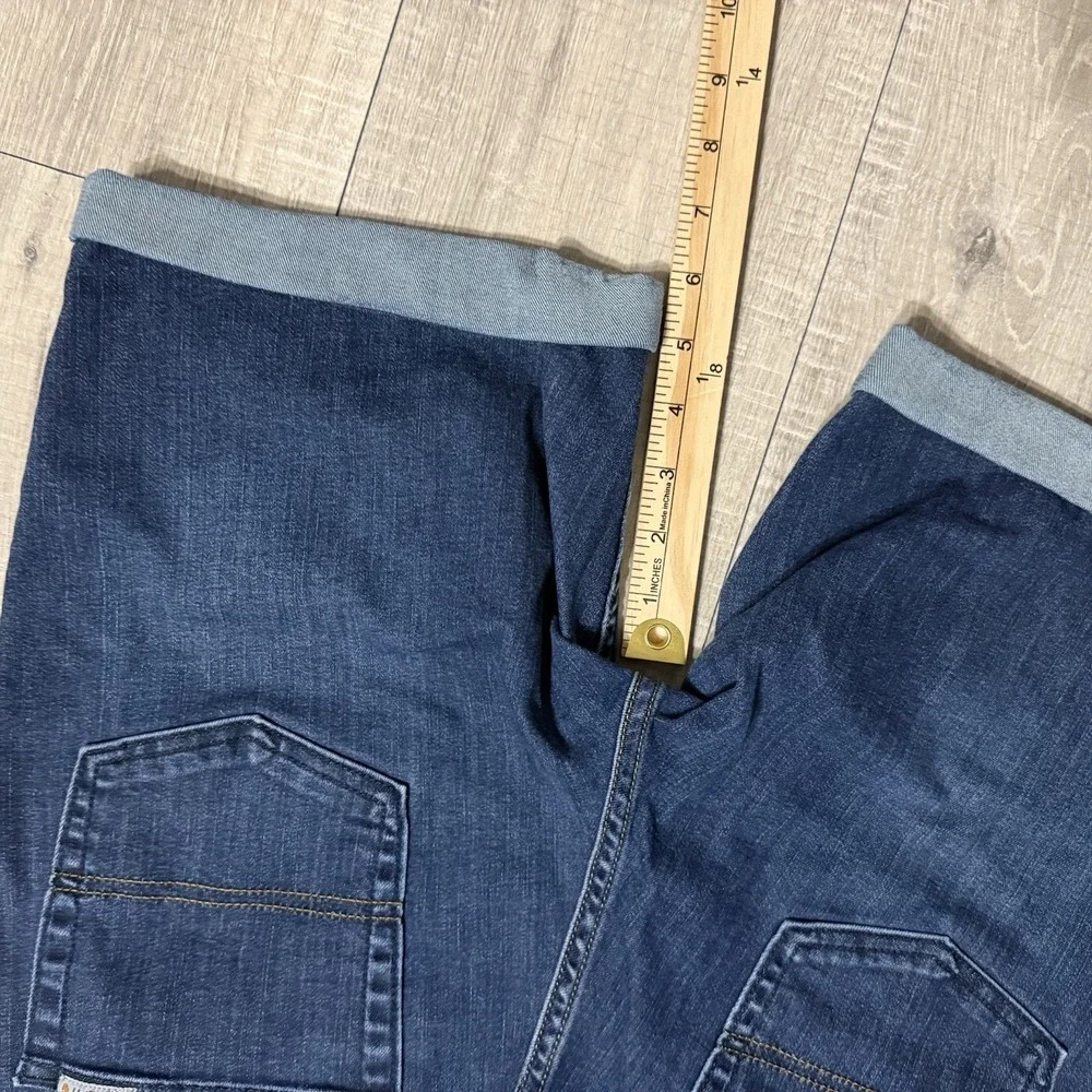 Carhartt Jean Shorts Slim Fit Skinny Leg Dark Blue Cuffed Stretch Women's 12